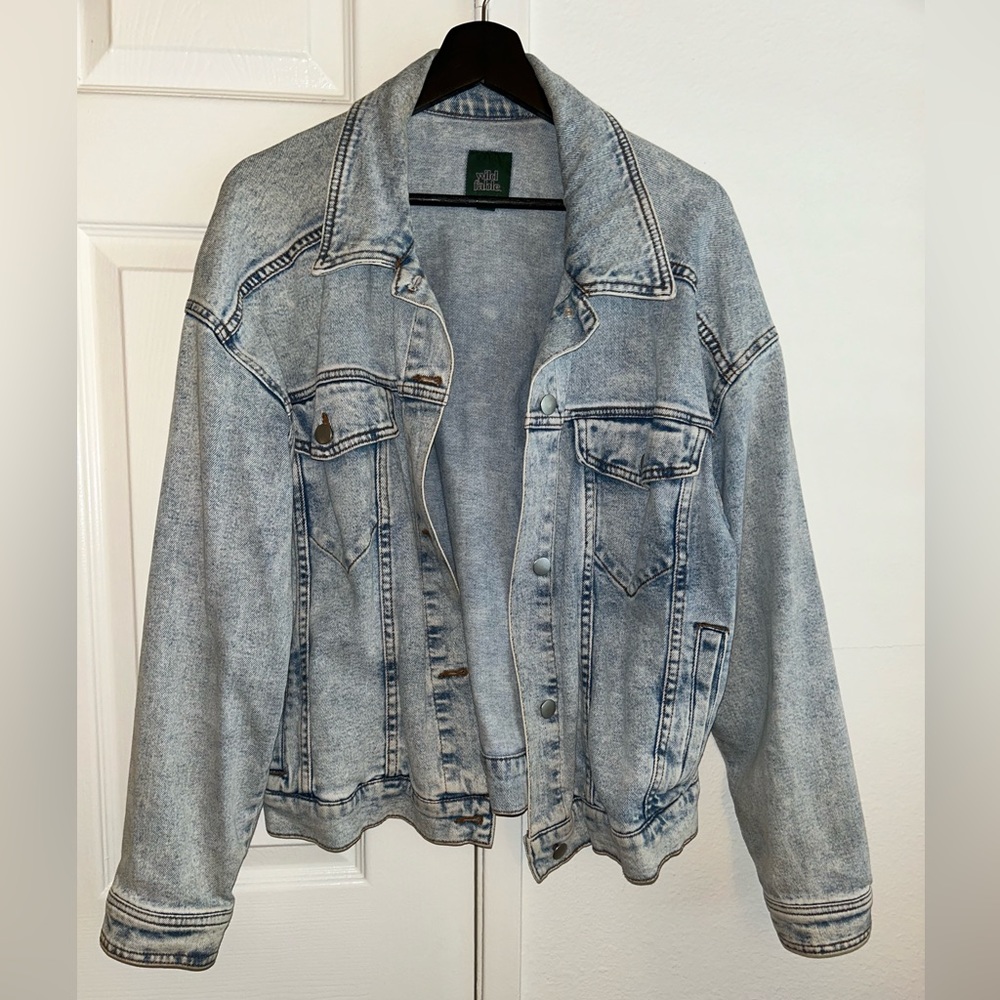 Acid blue wash denim jacket.